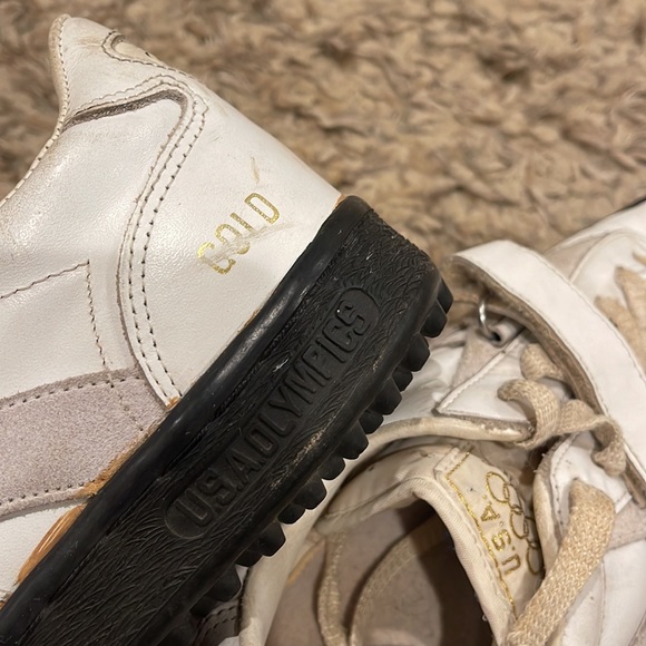 Rare Vintage U.S.A. OLYMPICS Gold SuperStar White Leather Shoes Size 6.5-7 - Picture 3 of 8
